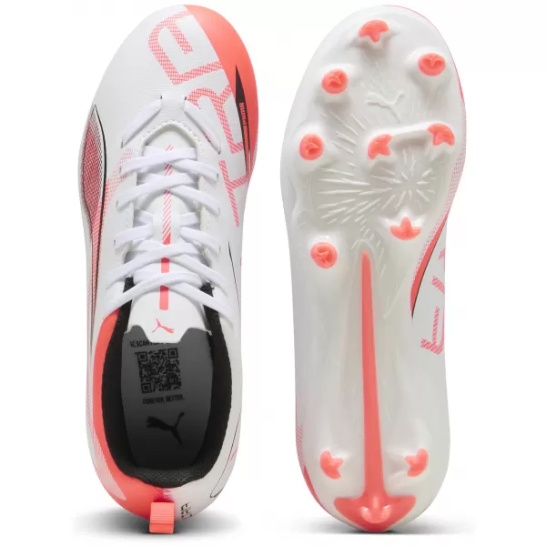  Dětské kopačky PUMA ULTRA 5 PLAY FG/AG JR 108170-01 WHITE/BLACK/GLOWING RED 