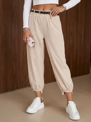 Dámské kalhoty DSTREET BÉŽOVÁ