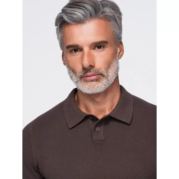  Pánské polo tričko OMBRE OM-POSS-0178 DARK BROWN 