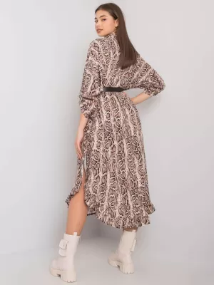 Dámské šaty OCH BELLA TW-SK-BI-32556-1.62P BLACK AND BEIGE