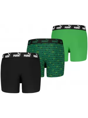 Dětské boxerky PUMA ELEMENTS BOYS PRINTED BOXERS 3P 93896703 BLACK/GREEN