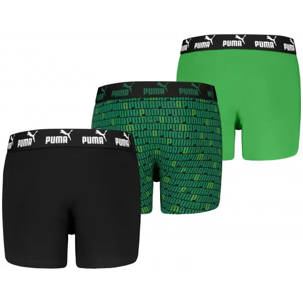  Dětské boxerky PUMA ELEMENTS BOYS PRINTED BOXERS 3P 93896703 BLACK/GREEN 