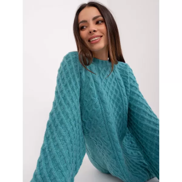  Dámský svetr WOOL FASHION ITALIA AT-SW-2367-2.64P TURQUOISE 