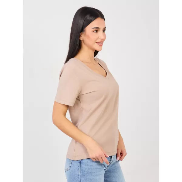  Dámské tričko RUE PARIS RV-TS-A1095.33 DARK BEIGE 