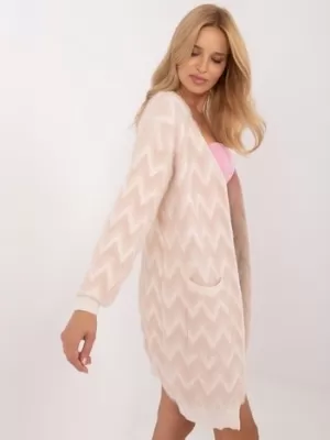 Dámský kardigan WOOL FASHION ITALIA AT-SW-2340-A.00 BEIGE