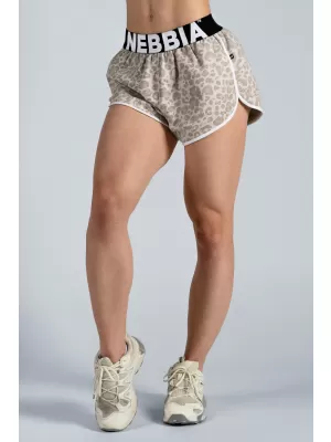 Tréninkové šortky s leopardím vzorem NEBBIA PRIMAL 855 CREAM LEOPARD