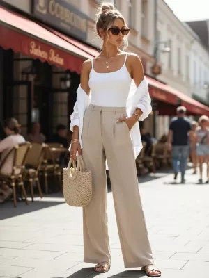 Dámské kalhoty DSTREET BÉŽOVÁ