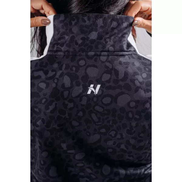 Half-zip mikina s leopardím vzorem NEBBIA PRIMAL 866 BLACK LEOPARD 