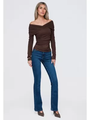 Dámská halenka OMBRE OW-TS-E0088 BROWN