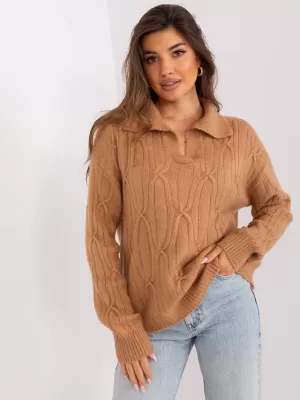Dámský svetr WOOL FASHION ITALIA AT-SW-2349-2.27 CAMEL