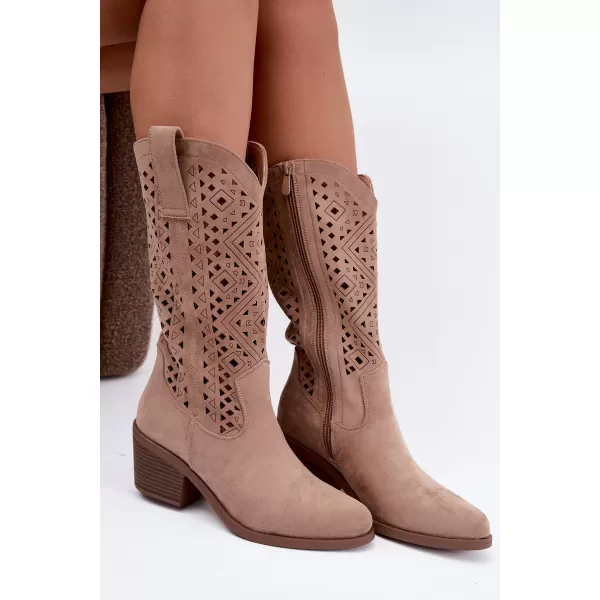  Dámské kozačky S.BARSKI HY62-8126 BEIGE 