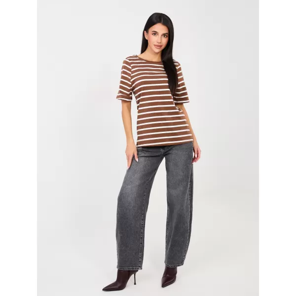  Dámské tričko RUE PARIS RV-TS-A1087.74 LIGHT BROWN 
