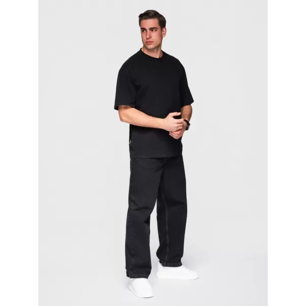  Pánské triko OMBRE OM-TSBC-0291 BLACK/OFF WHITE/PALE OLIVE 