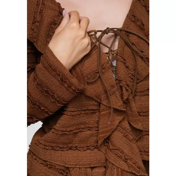  Dámská blůza OMBRE OW-TS-E0067 LIGHT BROWN 