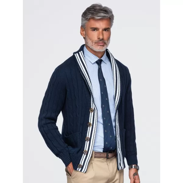  Pánský kardigan OMBRE OM-SWCD-0196 NAVY BLUE 