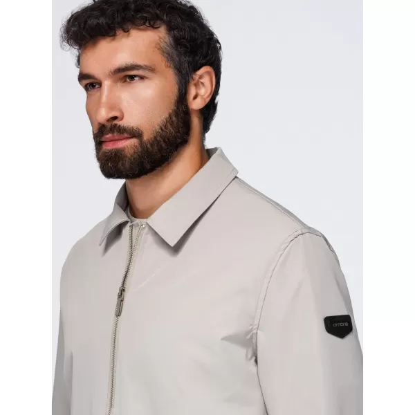  Pánská přechodná bunda OMBRE OM-JANP-0224 GREY-BEIGE 