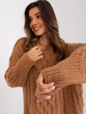 Dámský svetr WOOL FASHION ITALIA AT-SW-2363-2.11P CAMEL