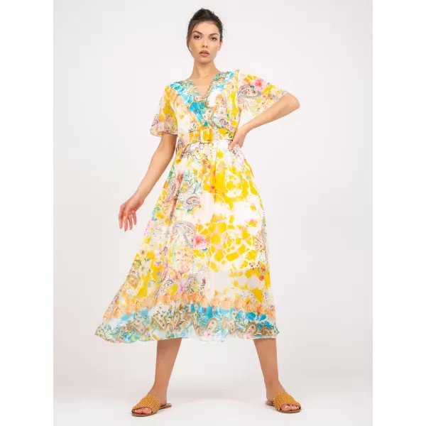  Dámské šaty ITALY MODA DHJ-SK-15967-1.01P WHITE-YELLOW 