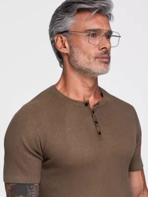 Pánské tričko OMBRE OM-TSCT-0304 LIGHT BROWN