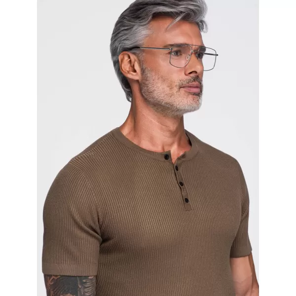  Pánské tričko OMBRE OM-TSCT-0304 LIGHT BROWN 