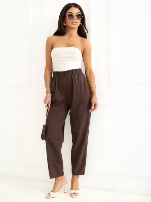 Dámské kalhoty RUE PARIS RV-SP-A1311.60 DARK BROWN