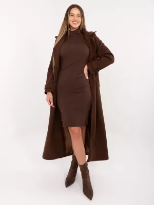 Dámské šaty RUE PARIS RV-SK-A1048.83 DARK BROWN