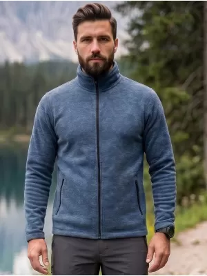 Pánská micro fleece mikina MALFINI FACTOR 852 TMAVÝ DENIM MELÍR