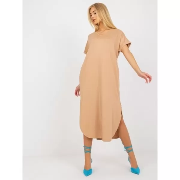  Dámské šaty OCH BELLA TW-SK-OB031.11 CAMEL 