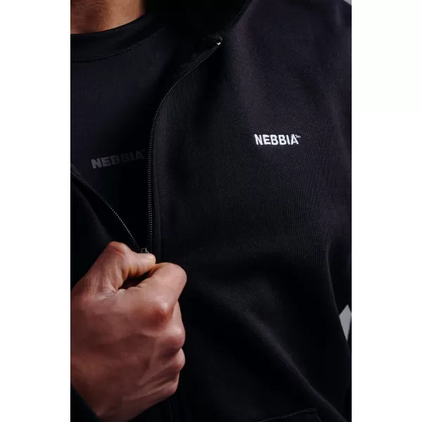  Mikina na zip s vyšívaným logem NEBBIA PRIMAL 884 BLACK 