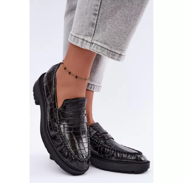  Dámské mokasíny BOTO D-243 BLACK EMBOSSED 