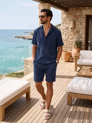 Pánská košile OMBRE OM-SHSS-0220 NAVY BLUE