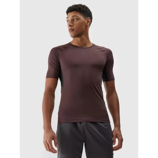  Pánské triko 4F 4FWAW25TTSHM2402 DARK BROWN 