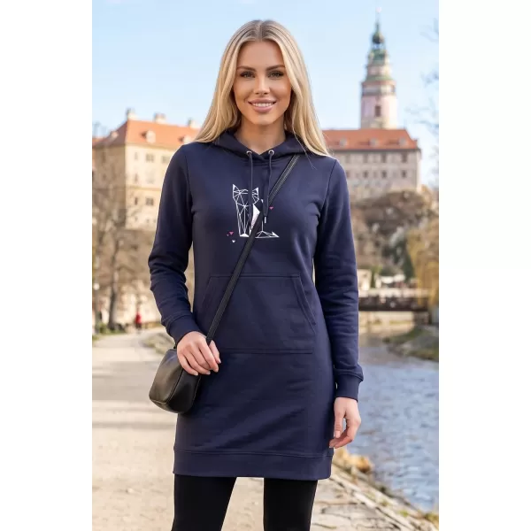 Dámská prodloužená mikina ALTISPORT ALW091419 NÁMOŘNÍ MODRÁ 