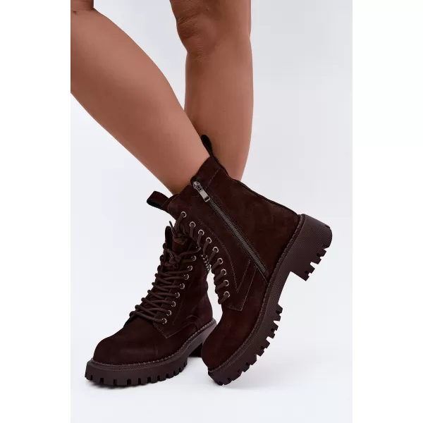  Dámské kotníkové boty D&A JC62-1035 BROWN 