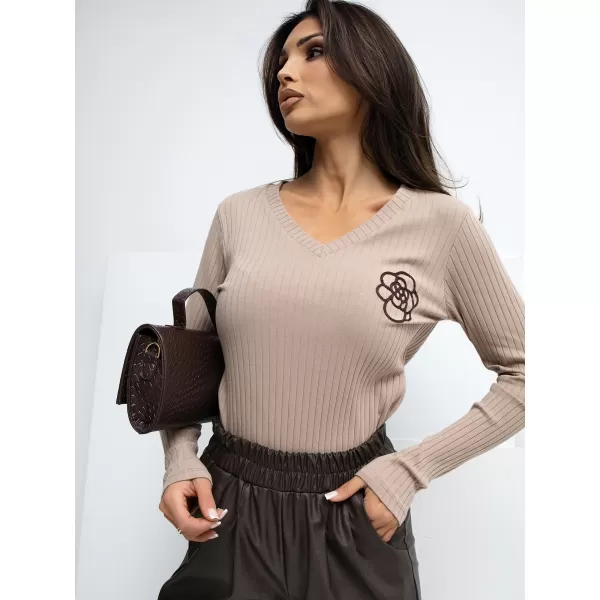  Dámská halenka RUE PARIS RV-BZ-A1057.15P DARK BEIGE 