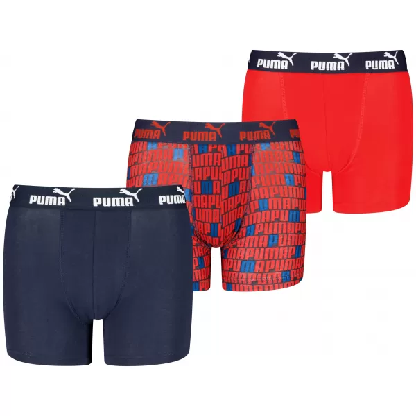  Dětské boxerky PUMA ELEMENTS BOYS PRINTED BOXERS 3P 93896702 NAVY/RED 