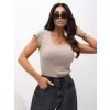 Dámské tričko RUE PARIS RV-TS-A1360.02P DARK BEIGE
