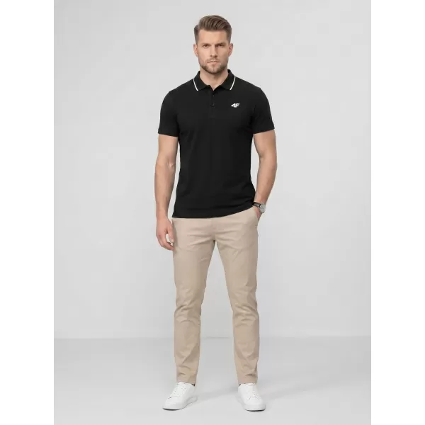  Pánské triko s límečkem 4F 4FWMM00TPTSM0773 DEEP BLACK 