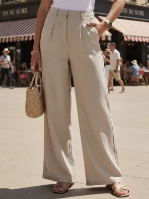 Dámské kalhoty DSTREET BÉŽOVÁ