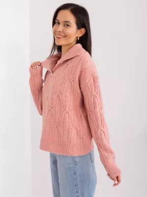 Dámský svetr WOOL FASHION ITALIA AT-SW-2349-2.96 DARK PINK