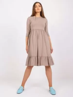 Dámské šaty RUE PARIS RV-SK-7554.74P DARK BEIGE