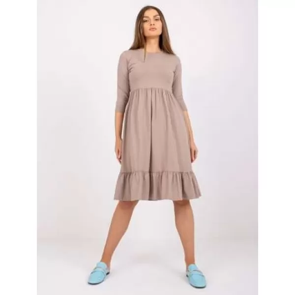  Dámské šaty RUE PARIS RV-SK-7554.74P DARK BEIGE 