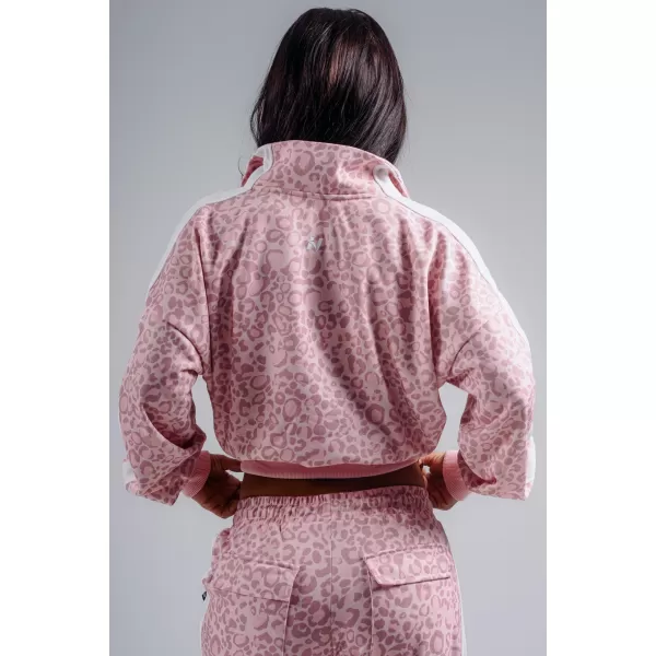  Half-zip mikina s leopardím vzorem NEBBIA PRIMAL 866 PINK LEOPARD 