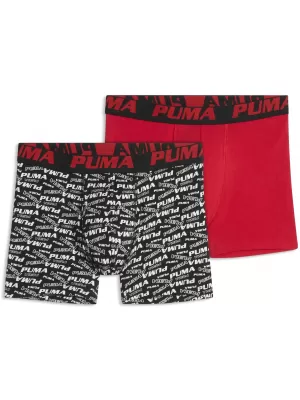 Dětské boxerky PUMA BOYS SCATTERED LOGO PRINT BOXERS 2P 94780303 RED/BLACK