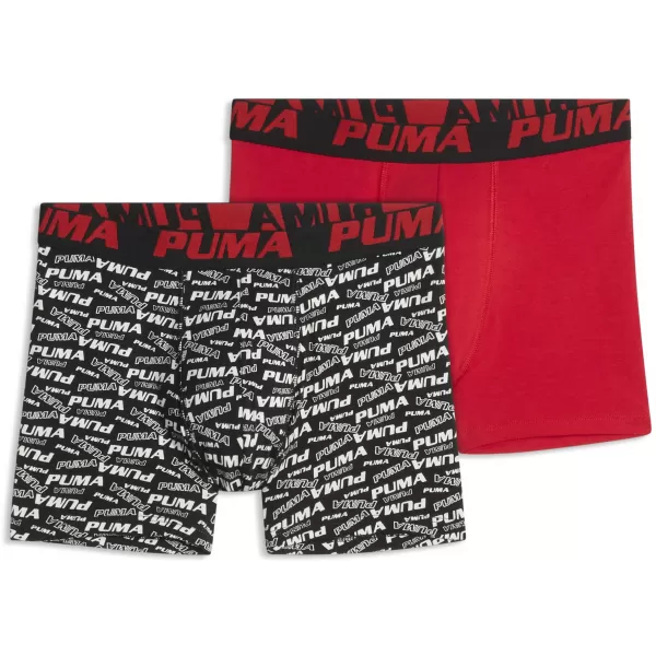  Dětské boxerky PUMA BOYS SCATTERED LOGO PRINT BOXERS 2P 94780303 RED/BLACK 