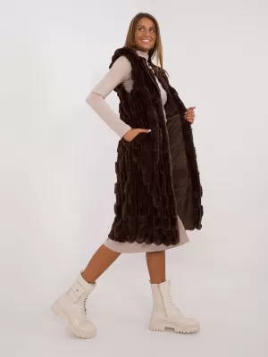 Dámská vesta WOOL FASHION ITALIA AT-KZ-2368-1.07 DARK BROWN