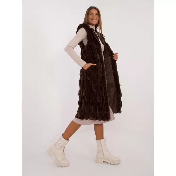 Dámská vesta WOOL FASHION ITALIA AT-KZ-2368-1.07 DARK BROWN 