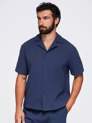 Pánská košile OMBRE OM-SHSS-0220 NAVY BLUE
