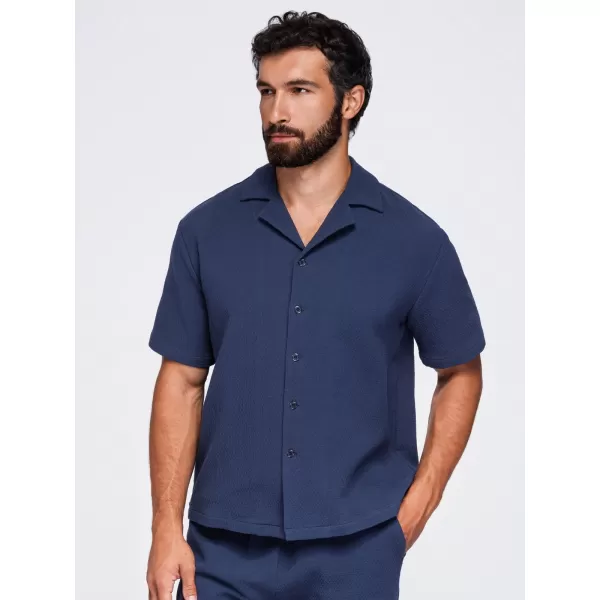  Pánská košile OMBRE OM-SHSS-0220 NAVY BLUE 