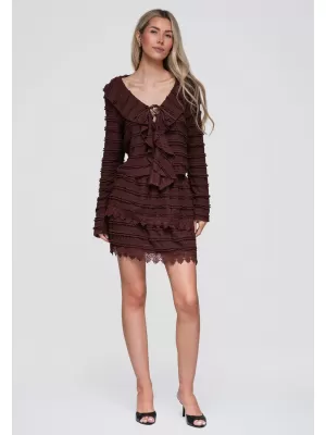 Dámská blůza OMBRE OW-TS-E0067 DARK BROWN